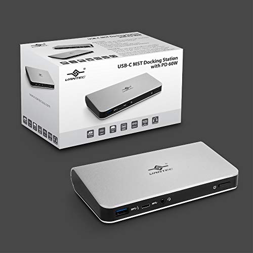 Vantec USB-C MST Docking Station W/PD 60 Watts, 3 USB 3.1 Gen1-A, 1