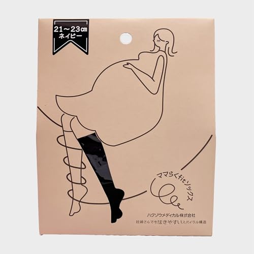 ハクゾウメディカル ママらくfit ソックス ネイビー 21-23cm 1足入 一般医療機器（Amazon）