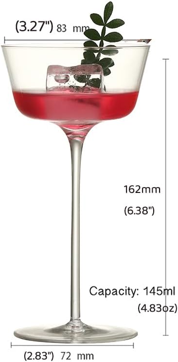 Cocktail Coupe Glasses, Set of 4, 5.3 Oz Martini Glasses for Manhattan, Cosmopolitan,Martini - Image 2