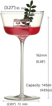 Cocktail Coupe Glasses, Set of 4, 5.3 Oz Martini Glasses for Manhattan, Cosmopolitan,Martini