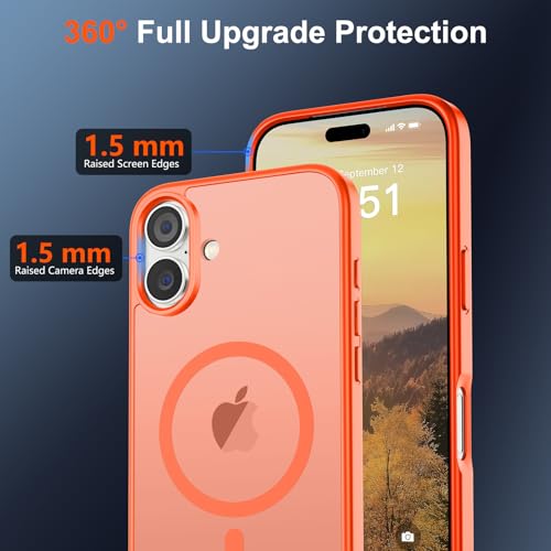 Image of SUPFINE Magnetic for iPhone 17 Case (Compatible with MagSafe)(Military Grade Drop Protection) Translucent Matte Shockproof with Anti-Fingerprint Phone Cover 2025,Orange