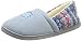 HomeIdeas Women's Velvet Memory Foam House Slippers, Closed Back Indoor / Outdoor Shoes with Colour Stripe,Blue,Medium / 7-8 B(M) US