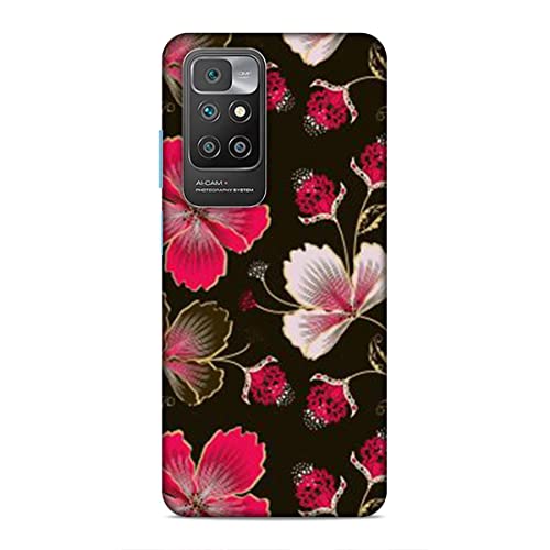 Image of Printed Mobile Back Hard Case Cover for Xiaomi Redmi 10 Prime | Flowers, Floral, Pink Flowers, Leaves-2198