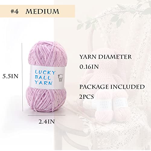 2Pcs Soft Chenille Yarn Blanket Yarn,Velvet Yarn For Knitting,Fancy Yarn For Crochet,Crochet Yarn For Sweater/Hat/Blankets/Diy Craft(Purple) #TOP2