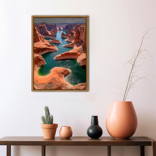 Image of Glen Canyon Wall Art Western Desert Landscape Wall Decor Arizona National Park Wall Art Southwest Red Rock Mountain Canvas Prints Colorado River Scenery Artwork Living Room Office Decoration 12x16 inch