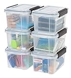 IRIS USA 7 Quart Weathertight Plastic Storage Bin Tote Organizing Container with Durable Lid and Seal and Secure Latching Buckles, 6 Pack