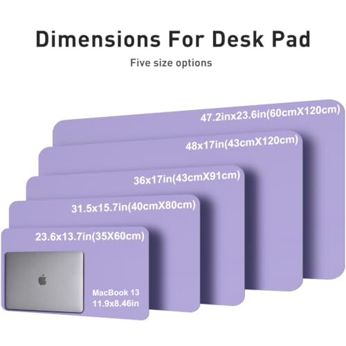 Image of Aothia Faux Leather Desk Mat (Light Purple, 48 inch x 17 inch) | Creates A Clean, Organized Workspace With One Surface For Your Keyboard, Laptop And Mouse