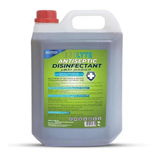 ECOLYTE+ Disinfectant Ecolyte+ Premium Antiseptic Disinfectant Liquid for Effective Germ Protection Antibacterial & Personal Hygiene Versatile And Effective Used in Bathing and Laundry 5 LIter