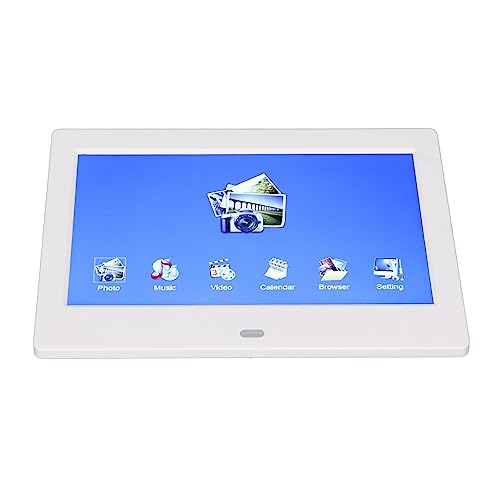 Marco de Fotos Electrónico, Reproducción en Bucle Marco de Fotos Digital de 7 Pulgadas Configuración de Tiempo Multifunción Blanco 100-240 V para Amigos para la Oficina (Enchufe