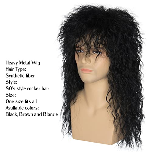 M Miss U Hair C413-A01 Miss U Hair Long Black 80S Wigs For Men 80S Rocker Wig Mullet Wig Eddie Kiss Costume Wig thumb #1