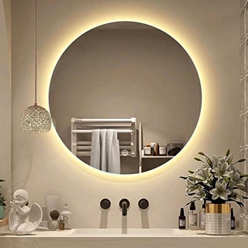 Okrągłe lustro łazienkowe LED 400 mm, montowane na ścianie, czujnik dotykowy, podświetlane, IP44, ciepłe światło, stylowe oświetlenie toaletkowe, idealne do wystroju domu