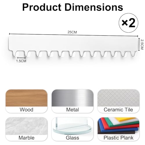 HOTUT 2PCS Organizador De Joyas Para Colgar En La Pared,Metal Soporte De Joyas Con 12 Ganchos,Soporte Para Cadenas De Joyas y Colgadores Con Autoadhesivo Para Pendientes Pulseras Collares,Blanco - imagen 2