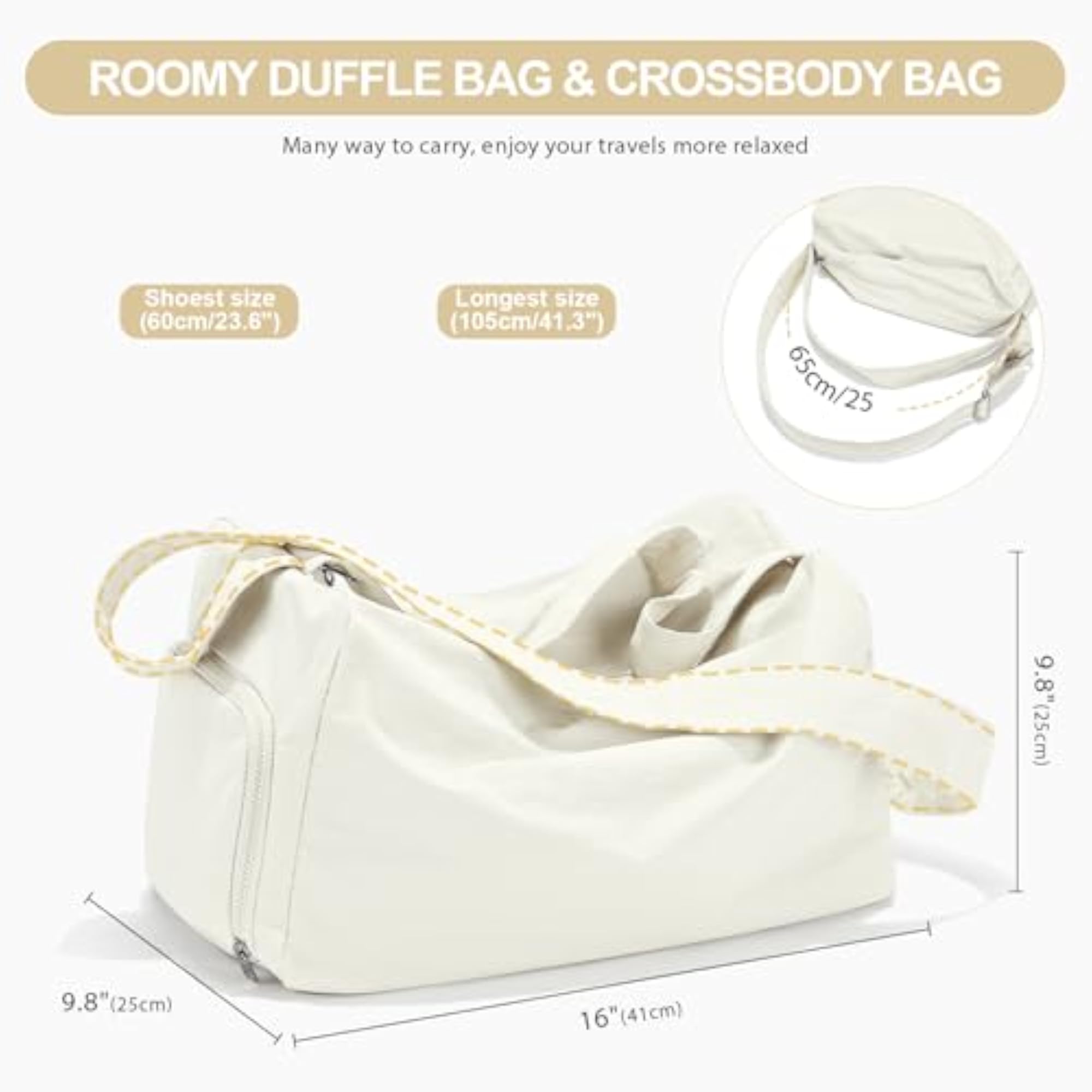 Women's Small Gym Bag, Beige, Sporty