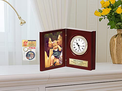Allgiftframes Folding Award Bookcase Photograph Engraved Desk Clock Personalized 4X6 Photo Picture Executive Employee Appreciation Gift Present Anniversary Wedding Case #TOP3