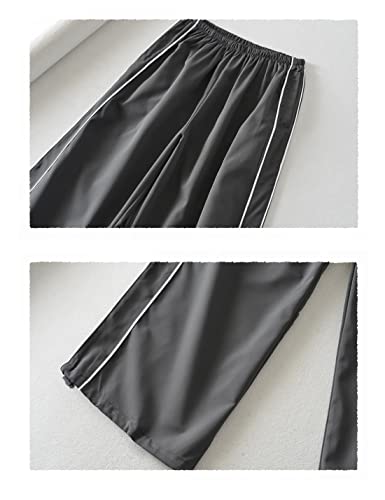 Shebote Womens Parachute Pants Wide Leg Baggy Pants Y2K Elastic Waist Jogger Sweatpants Track Pants Streetwear(0046-Grey-S) #TOP5