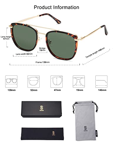 SOJOS Retro Aviator Square Polarized Sunglasses Shades Women Men SJ2180 - Image 6
