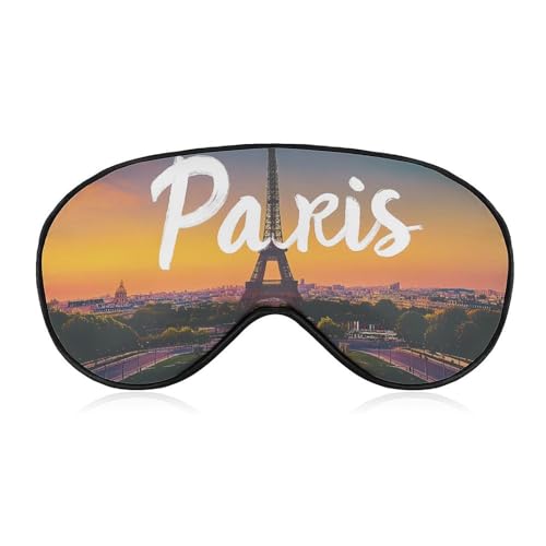 Eiffel Tower at Sunset Sleep Mask Eye Shade Cover Adjustable Strap for Travel Lunch Break Women Men
