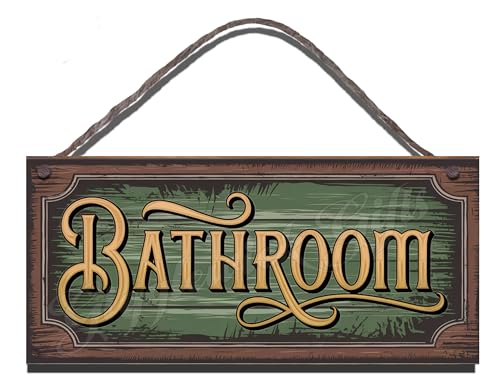 Image of Bathroom Wooden Sign – Rustic Wall Plaque, Shabby Chic Home & Toilet Décor