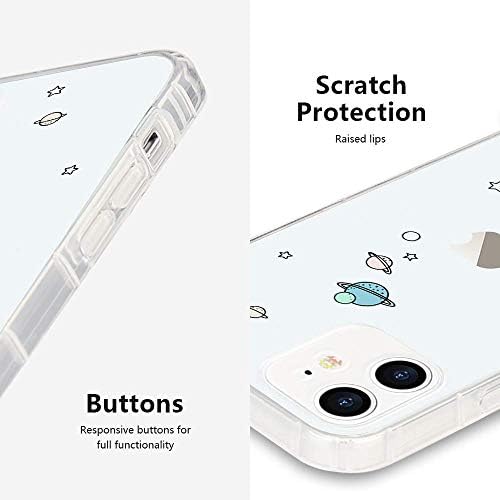 Micoden Clear Phone Case for iPhone 12 Girls Shockproof Silicone Cute Cool Planet Space Funny Design Ultra Thin Cases for iPhone 12 Planet Astronaut