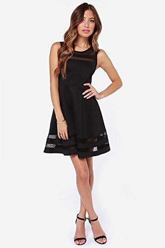 Cosyfree Summer Dress Sleeveless Casual Vestidos Solid Fit and Flare Sleeveless 2016 Women White Dress Chiffon Party Dresses Color:Black Size:XL