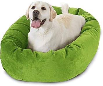 Comfy Ultra Soft Luxurious Designer Oval Shape Waterproof Base Reversible Washable Polyfiber Filled Orthopedic Bed for Dog and Cat- X-Large, Lime Green(Export