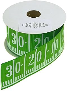 Homeford Football Field Gridiron Yard Line Grosgrain Ribbon, Green, 1-1/2-Inch, 3-Yard