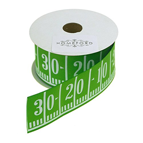 Homeford Football Field Gridiron Yard Line Grosgrain Ribbon, Green, 1-1/2-Inch, 3-Yard