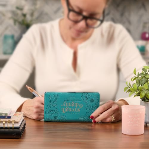 Funda de piel sintética para cheques con mensaje de fuerza para regalar a mujeres especiales 5