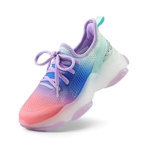 DREAM PAIRS Girls Slip-On Sneakers Kids Lightweight Jelly Sole Walking Shoes