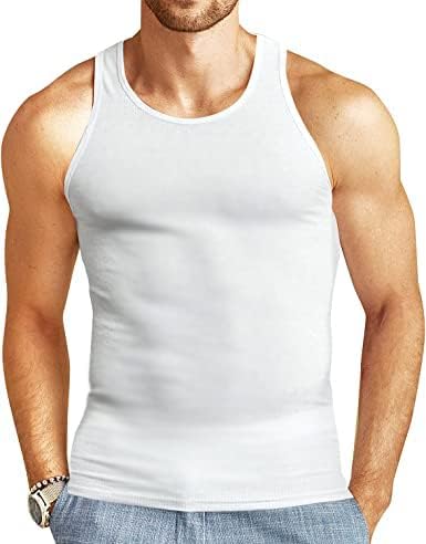 Mens Singlet Sleeveless Vest - Small Classic White 100% Cotton Vests Muscle Tank for Running and Gym/Sport, Men's Bodybuilding Vest with Soft Feel, Best for Summer Under T-Shirt