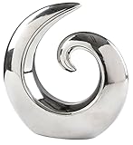  BURI Dekofigur Spirale 20cm Silber Skulptur Keramik Dekoobjekt Tischdeko Fensterdeko