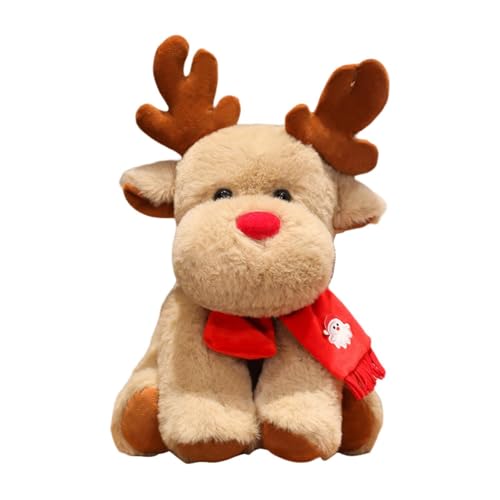 Qianly Boneca de Pelúcia de Natal Rena a, Brinquedo de Estatueta Fofa para Aniversário, Decoração pa