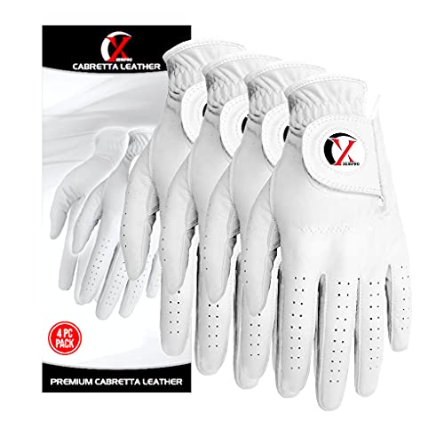 Xeirpro Premium Cabretta Leather Men's Golf Gloves Worn On Left Hand For Right Handed Golfer 4 Pack(Medium/Large) #TOP5