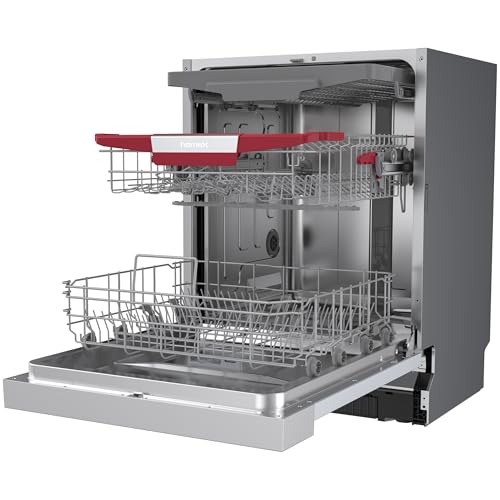homeX Geschirrspüler 60 cm, Spülmaschine teilintegrierbar - 14 Maßgedecke, 7 Programme, AquaStop, Besteckschublade, 44 dB, Startvorwahl, AutoDoor, Einbaugeschirrspüler teilintegriert, DWSI601444C