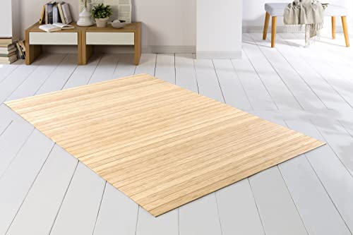 DE-COmmerce Bambusteppich SOLID Pure 60x90 cm extra breite 50mm Stege I die Neue Generation...