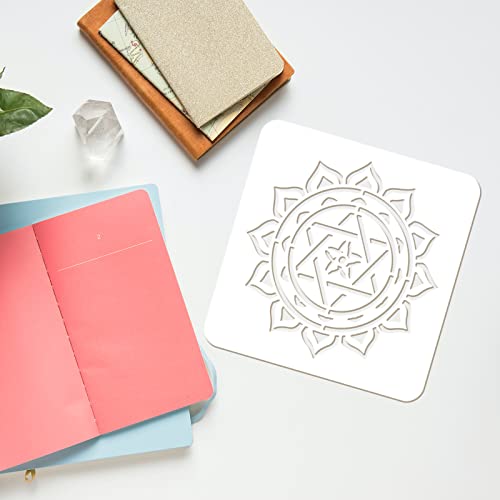 FINGERINSPIRE 8PCS Chakra Symbol Stencil 15x15cm Plastic PET Mandala Flower Stencil Reusable Yoga Meditation Floral Craft Template for DIY Scrapbook Tiles - Image 3