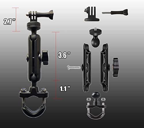 Image of Action Camera Aluminium Alloy Holder Compatible with gopro Bike Mount with Two 360 rotational Angle for Bike Motorcycle and Bicycle (Handlebar Attachment)