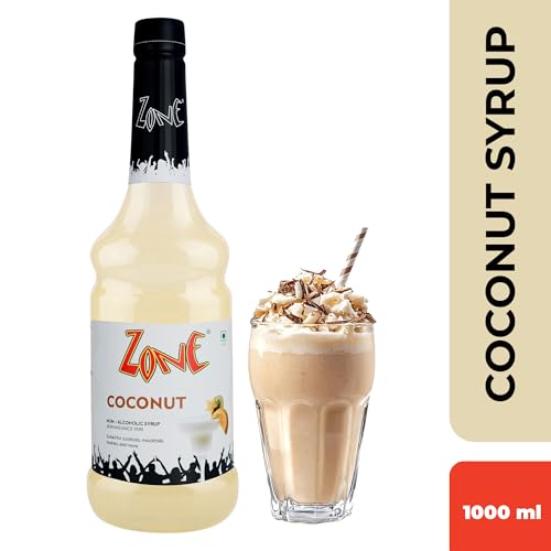 Image of Zone Flavoured Syrups 1000ml - Premium Cafe-Style Syrups for Mocktails, Cocktails, Milkshakes, Coffees, Iced Teas, Sodas & Desserts | Perfect for Home Use, Small Cafes, Bars & Gifting (Coconut)