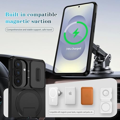 Image of ShieldTech MagStand Series Case for Samsung Galaxy S26 Plus 5G, Mobile Cover with Sliding Camera Shield, Mag-Safe, Kickstand, Shockproof for Samsung Galaxy S26 Plus 5G - Black