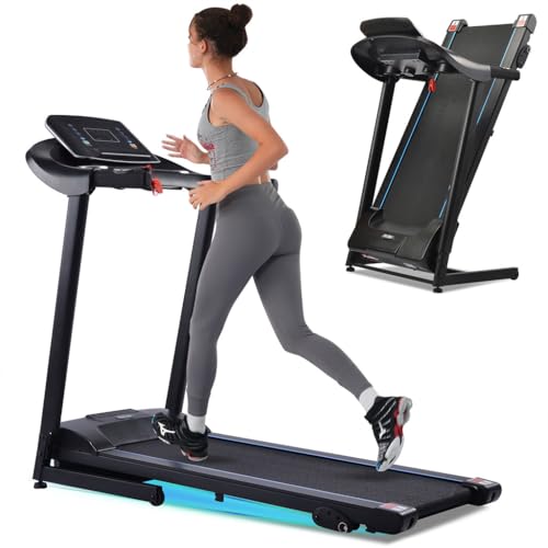Image of Walking Treadmill, Electric Foldable Quiet Treadmill for Home Office Small Space Portable Walking Treadmill with Long Handrail and Shock Absorption & LED Display for Home