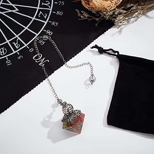 PLIGREAT 2 Pcs Crystal Point Pendulum for Divination Dowsing Quartz Natural Pointed Cone Resin Chip Stones Spiritual Point Pendulum Gemstone Pendants Wiccan Accessories Vintage Energy Reiki Pendulums