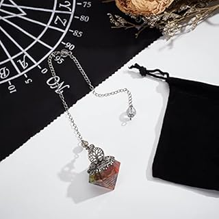 PLIGREAT 2 Pcs Crystal Point Pendulum for Divination Dowsing Quartz Natural Pointed Cone Resin Chip Stones Spiritual Point Pendulum Gemstone Pendants Wiccan Accessories Vintage Energy Reiki Pendulums