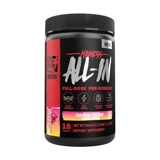 Mutant Madness All-in | Full Dosed Pre-Workout - Tropical Cyclone - 18 Serving - 504 g (17.8oz)
