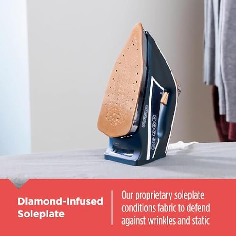 Black+Decker Elite Pro-Series Steam Iron, 6 Settings 1700 Watt, Navy
