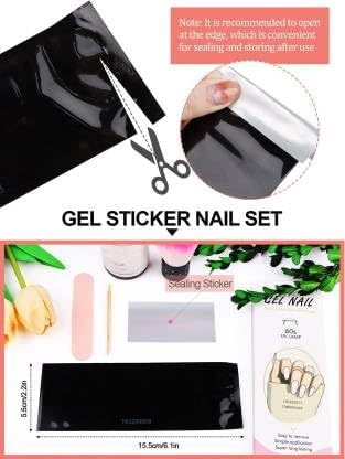 Cazuela Semi-Cured Gel Nail with 1 Wooden Stick + 1 Nail File & Nail Strip, Full Wrap Gel Nail Art Sticker, Waterproof 16PCS Gel Nail Wrap Stickers with Nail File and Sticker (07 Coral Pink) 3