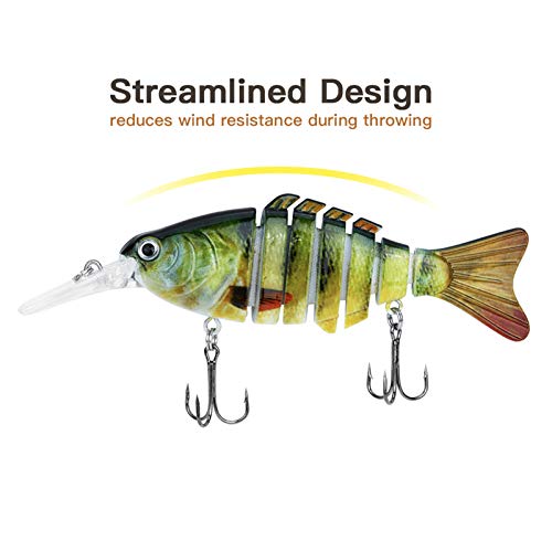 Rose Kuli Fishing Bass Lures 4.7 inch for Swimbaits Multi Jointed Lifelike Crankbait 3 Pack Fishing Bait Tackle Kits - Thumbnail 6