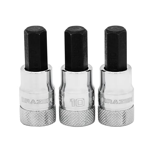 Image of BRAZEN 10mm Hex Bit Socket /Allen Driver Three Pack (3 /8 inch Drive, Short)