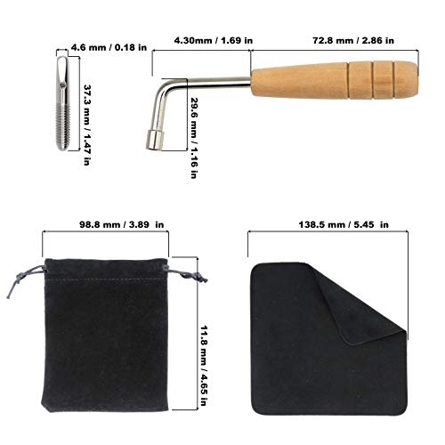 Inknote 16 Pcs Tuning Pin Widely For Lyre Harp,Zithers,Harpsichord,Dulcimer,And Other Primitive Stringed Instruments, With L-Shape Tuning Wrench Gooseneck Tuning Hammer Lever And Dust-Free Cloth #TOP5