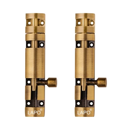 Image of LAPO 2 Pack Premium Aluminium Tower Bolt 4 Inch /Tower Bolt for Main Door and Bathroom /Kundi /Latch /Chitakni /Latch for Main Door /Tower Bolt for Home,Offices Doors,Windows (Antique Finish, Pack of 2)
