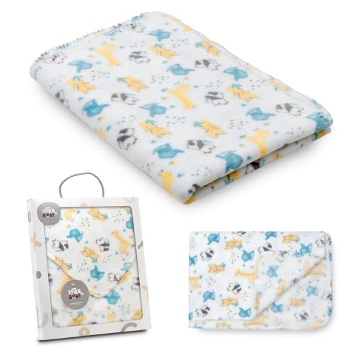 Interbaby - Manta Bebé Recien Nacido | Extrasuave estampada Animales Gris, Cómoda, Cálida | Manta Meses Bebé 80x110cm, Unisex, Para Cunas, Carritos